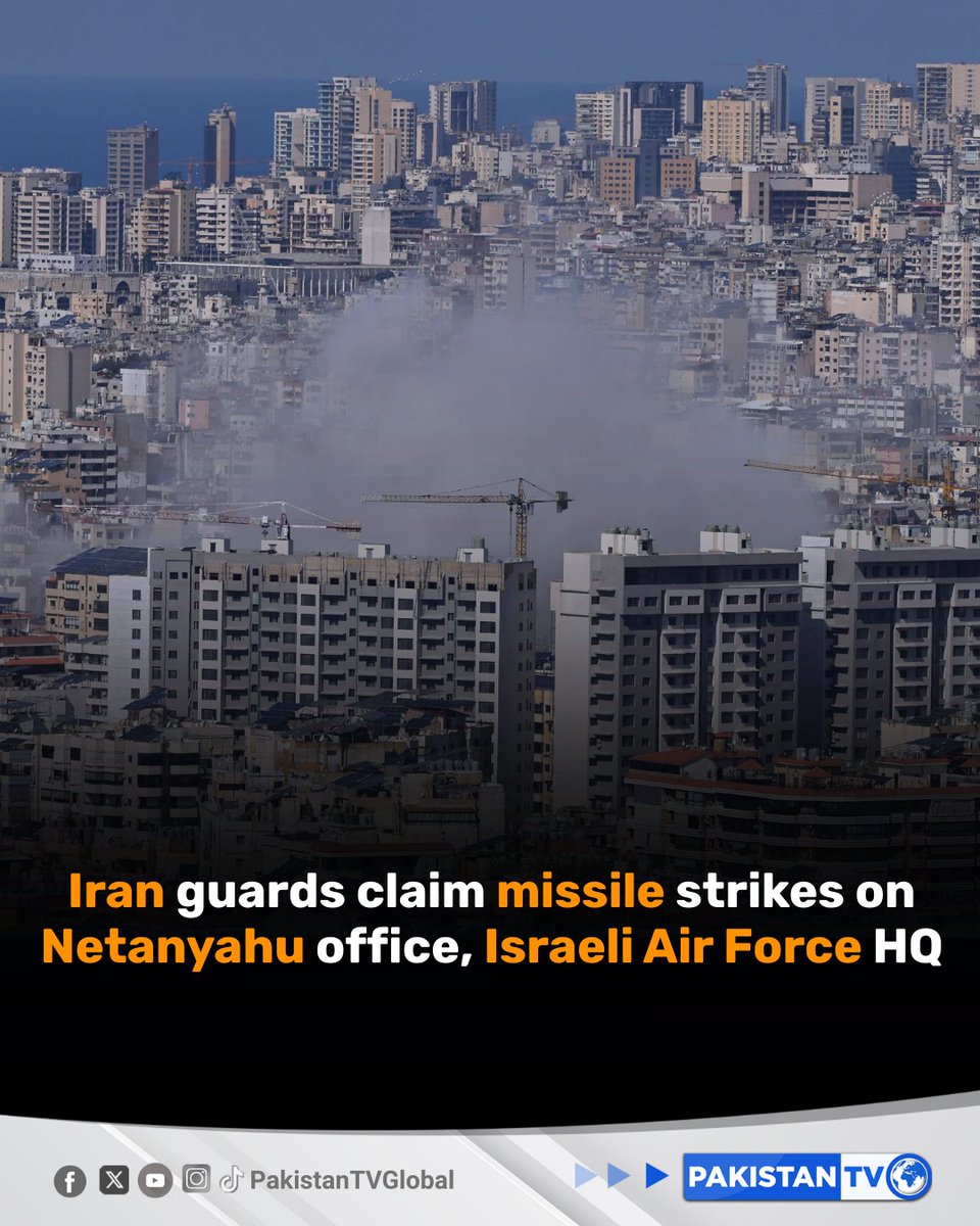 PakTVGlobal's tweet photo. Iran’s Islamic Revolutionary Guard Corps says it targeted the office of Benjamin Netanyahu and the headquarters of Israel’s air force commander in recent strikes, marking an escalation in regional hostilities.
#Iran #MiddleEastEscalation #IRGCStrike #NetanyahuTargeted #PakistanTV #PakistanTVglobal