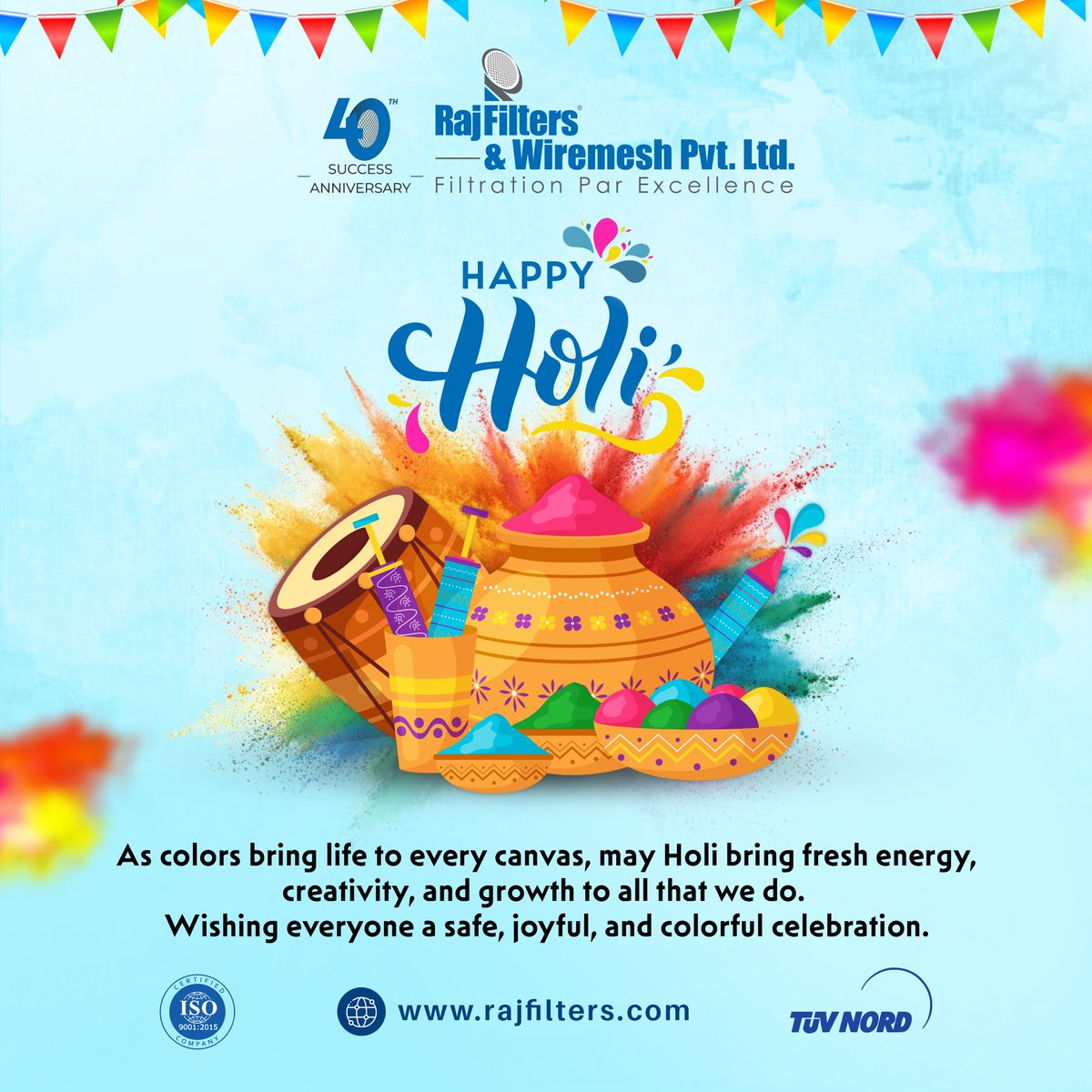 RajFilters's tweet photo. Holi is a reminder that every color adds beauty to life.

Spread joy, celebrate togetherness, and welcome new beginnings.

🎨Wishing you all a safe, joyful, and colourful Holi! 🎨

#holi2026 #festivalofcolors #happiness #newbeginnings #spreadjoy #festivevibes https://t.co/tk74vj6tzp