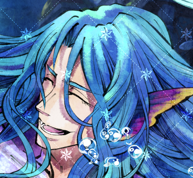 Skeb Thanks!!🧜 クライアントのOCの人魚お兄さんのイラストを描かせて