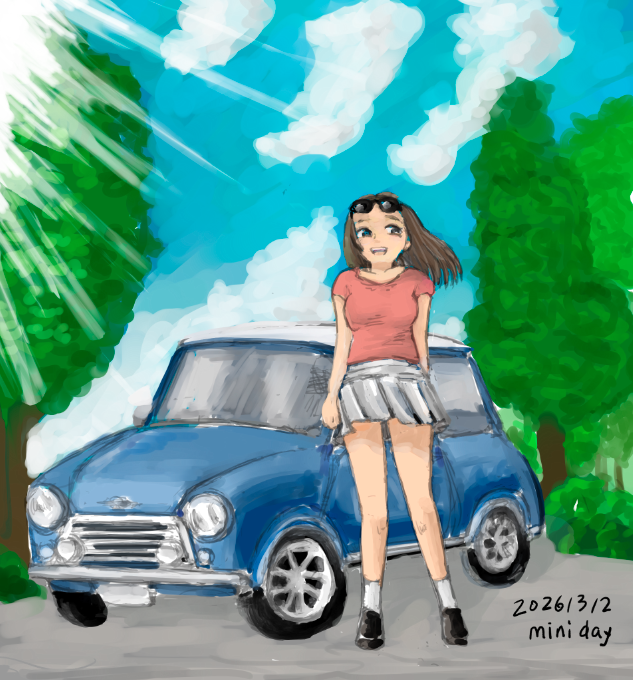 akutabejintarou's tweet image. ドライブ行きたい！

#ミニの日 #イラスト #mini