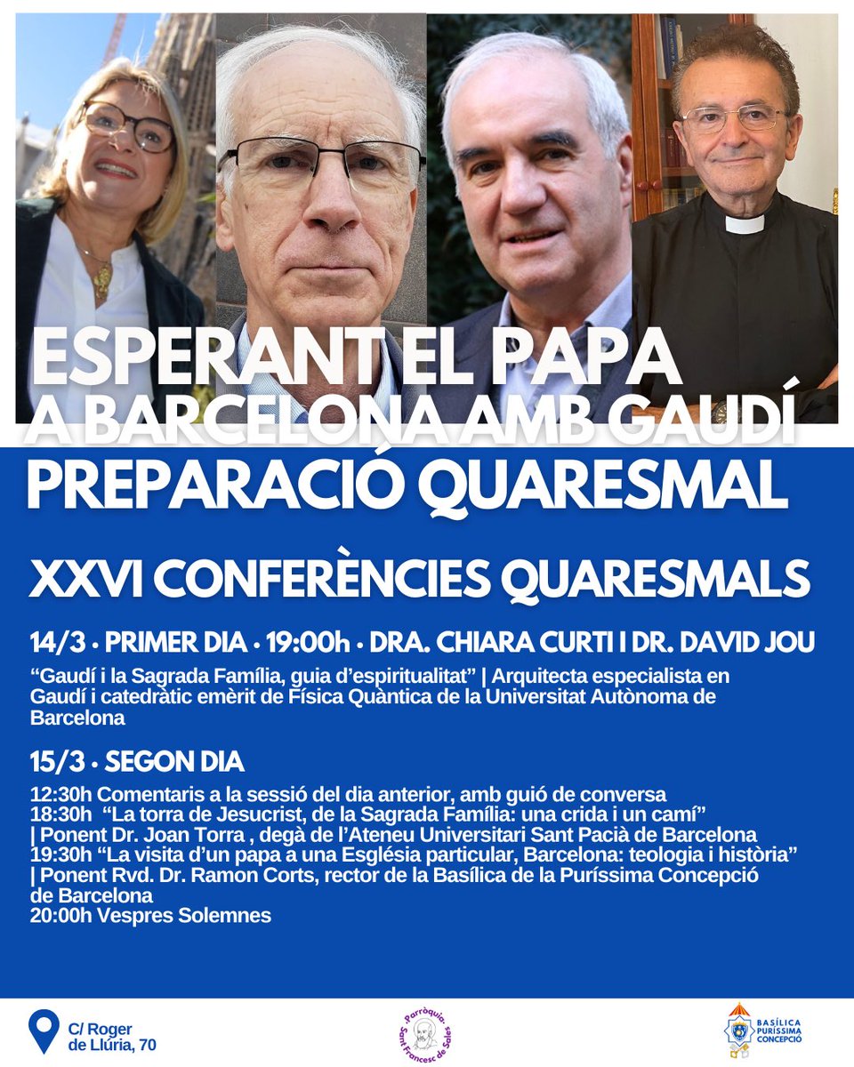 concepcio_bcn's tweet photo. Com cada any, des de la Basílica de la Concepció organitzem un nou cicle de Conferències Quaresmals.

Us hi esperem! https://t.co/KjaNoGyGfi