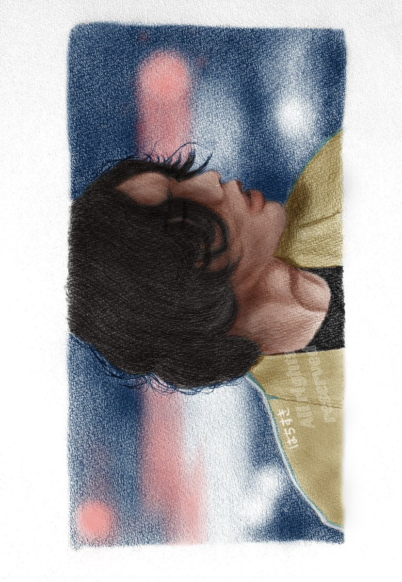 スケッチブックに描いた鉛筆画に デジタルで色を塗りました