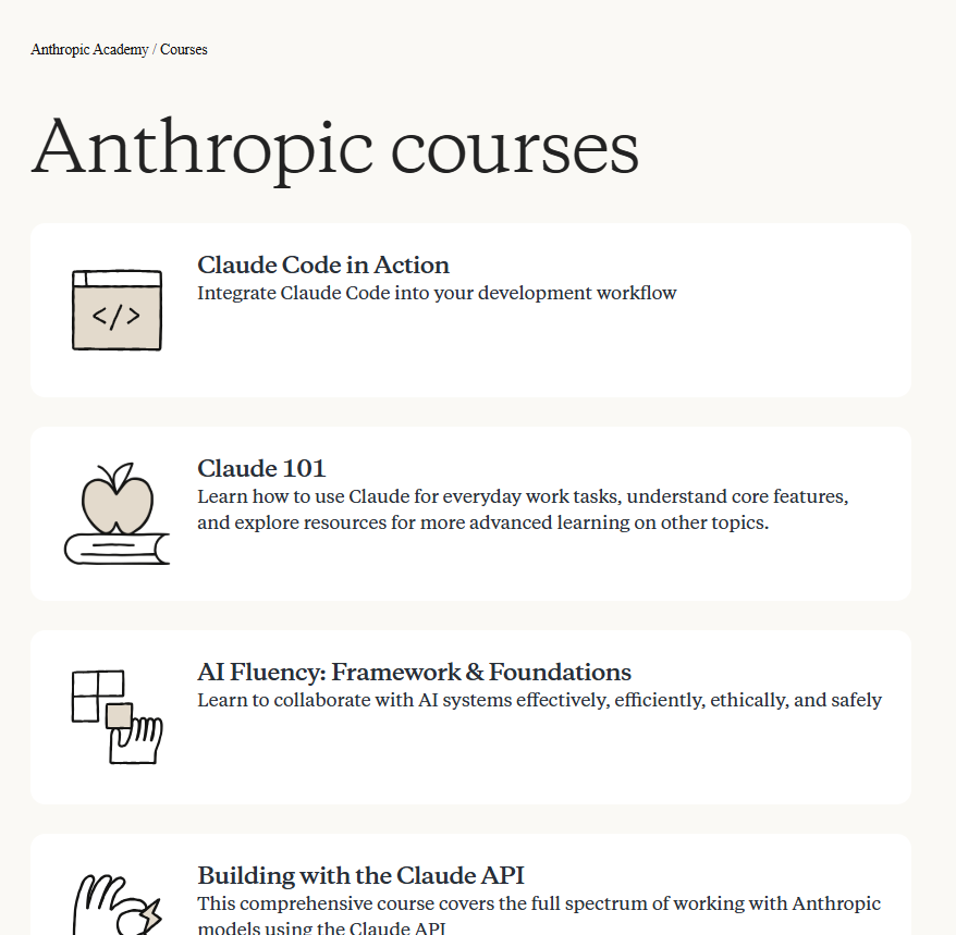 แปะ Claude / antropic AI Academy เปิดคอร์สให้เรียนฟรี พร้อมใบ certificate

แปะลิ้งค์ให้นะคะ 👇 เซฟไปเรียนกัน