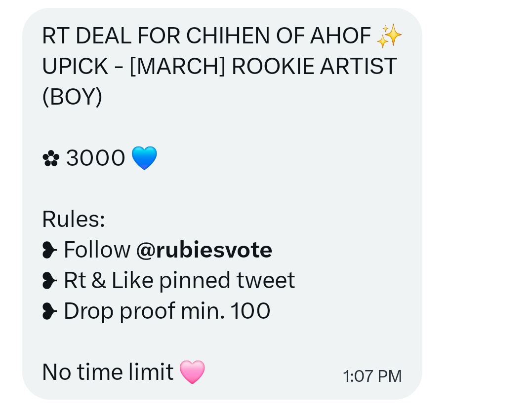 ChihenGlobal's tweet photo. RT DEAL FOR CHIHEN OF AHOF ✨
UPICK - [MARCH] ROOKIE ARTIST (BOY)

✿ 3000 💙

Rules: 
❥ Follow @rubiesvote 
❥ Rt &amp; Like pinned tweet 
❥ Drop proof min. 100

No time limit 🩷

#CHIHEN #즈언 #AHOF #아홉 @AHOF_official https://t.co/s3j3BiXWVp