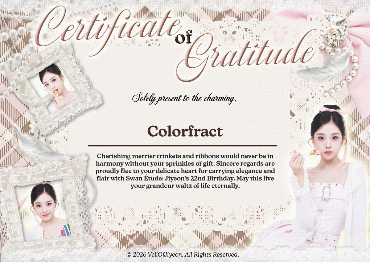 Huge congratulations on the success of your project <a href="/VeilOfJiyeon/">🦢 우리 Ballerina 공주님, Jiyeon 𐙚</a> ! We are honored that you trusted Colorfract to be your media partner. We look forward to more collaborations in the future. ★