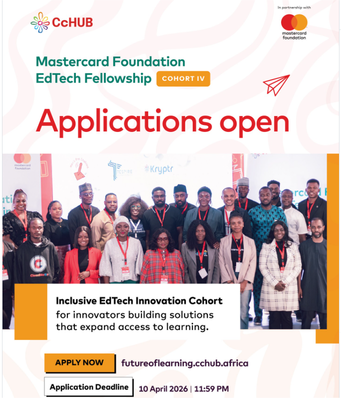 edtechcoe's tweet photo. Cohort 4 of the Mastercard Foundation EdTech Fellowship is open and looking for the 12 early stage innovators building solutions that expand access to learning &amp; opportunity where it’s needed most.

Application opens February 27, 2026

Application Link: https://t.co/bzVPkMS36h https://t.co/4A0KMn01SD