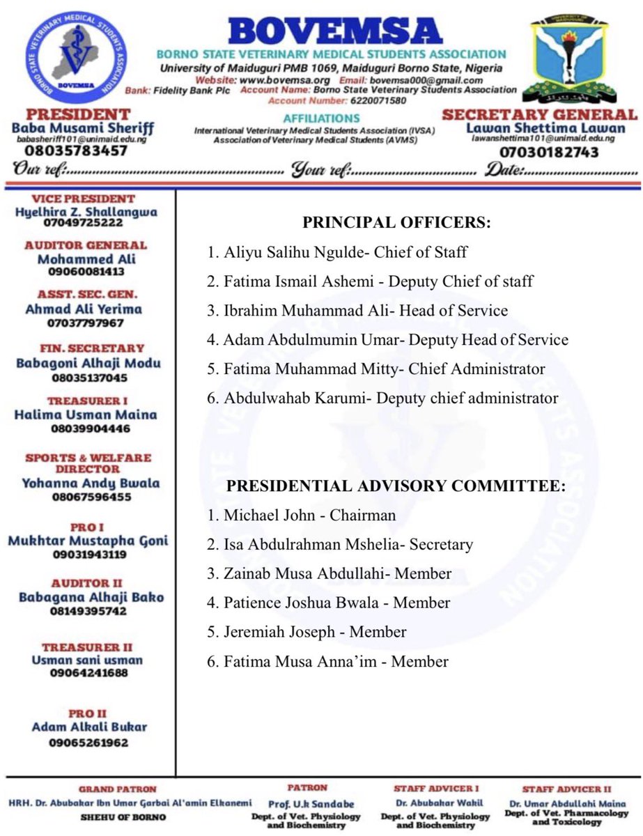 BOVEMSA_'s tweet photo. Warmest congratulations to our newly appointed members of Borno State Veterinary Medical Students Association (BOVEMSA)! We're thrilled to have you on board. Looking forward to your contributions!*🎉🎊 https://t.co/ZP2OQntz7b