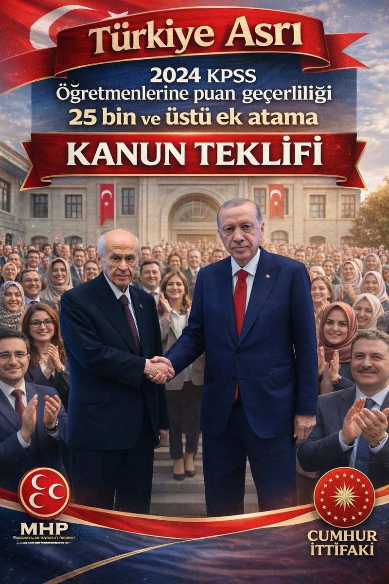 <a href="/MHP_Bilgi/">MHP</a> <a href="/MhpTbmmGrubu/">MHP TBMM Grubu #MHP</a> 2024 KPSS ile adil branş dağılımlı
25 bin ek atama ve puan geçerliliğimiz için kanun teklifinde bulunulmasını talep ediyoruz
<a href="/dbdevletbahceli/">Devlet Bahçeli</a> <a href="/PrfDrFilizKilic/">Prof. Dr. Filiz KILIÇ</a> <a href="/erkanakcay45/">Erkan Akçay</a> <a href="/MhpTbmmGrubu/">MHP TBMM Grubu #MHP</a> <a href="/MHP_Bilgi/">MHP</a> <a href="/buyukataman/">İsmet Büyükataman</a> <a href="/celal_adan/">Celal ADAN</a> <a href="/Yildiraycicek9/">Yıldıray ÇİÇEK</a> <a href="/mhanifimacit/">Prof. Dr. Muhammet Hanifi MACİT</a> <a href="/E_SemihYalcin/">E. Semih Yalçın</a> <a href="/KverSemih/">Semih Işıkver</a>