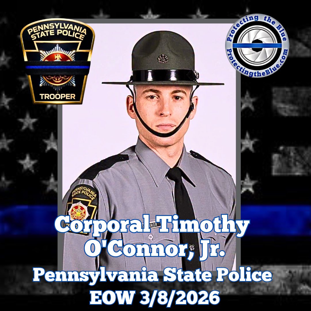 protectingblue's tweet image. RIP. Pennsylvania State Police Corporal Timothy O’Connor, Jr. was shot and killed during a traffic stop in West Caln Township near the intersection of Michael Road and Route 10 at approximately 8:24 p.m.

While responding to a complaint of an erratic driver, Corporal O’Connor