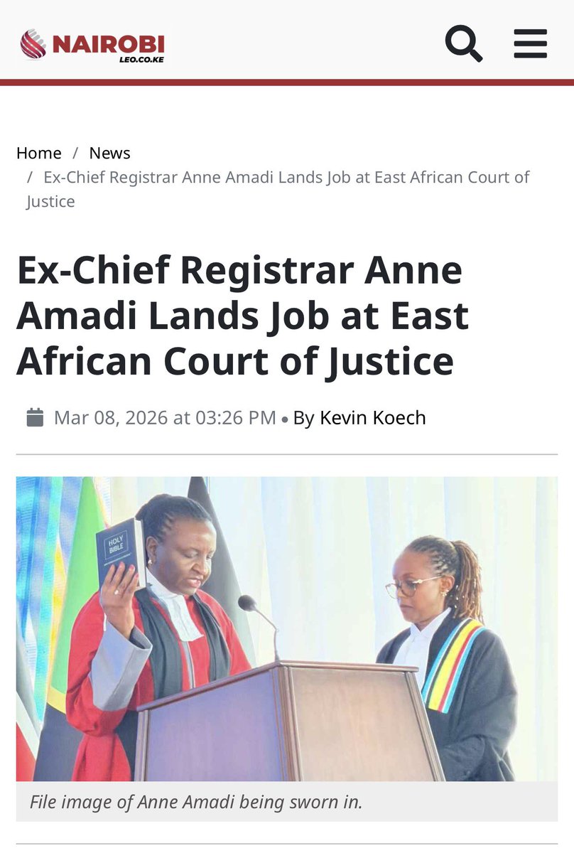 Last year in July, I moved a Motion in the <a href="/Senate_KE/">Senate of Kenya</a> urging the Government of Kenya to prioritize the nomination of a qualified Kenyan woman to serve as a Judge of the East African Court of Justice.

I am pleased to note that former Chief Registrar of the Judiciary, Anne Amadi,