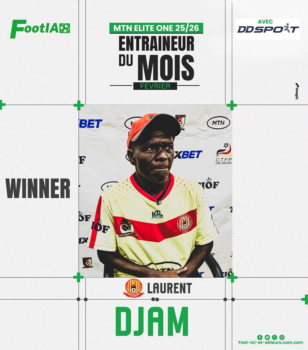 🚨OFFICIEL : Laurent Djam est élu 𝐄𝐧𝐭𝐫𝐚𝐢̂𝐧𝐞𝐮𝐫 𝐝𝐮 𝐦𝐨𝐢𝐬 de Février 2026 en MTN élite One. 

L’entraîneur du Flambeau de l’Ouest affiche les statistiques luisantes durant ce début de saison :

🏟️ 7 matchs 
✅ 5 victoires 
🤝 un nul 
❌ une défaite