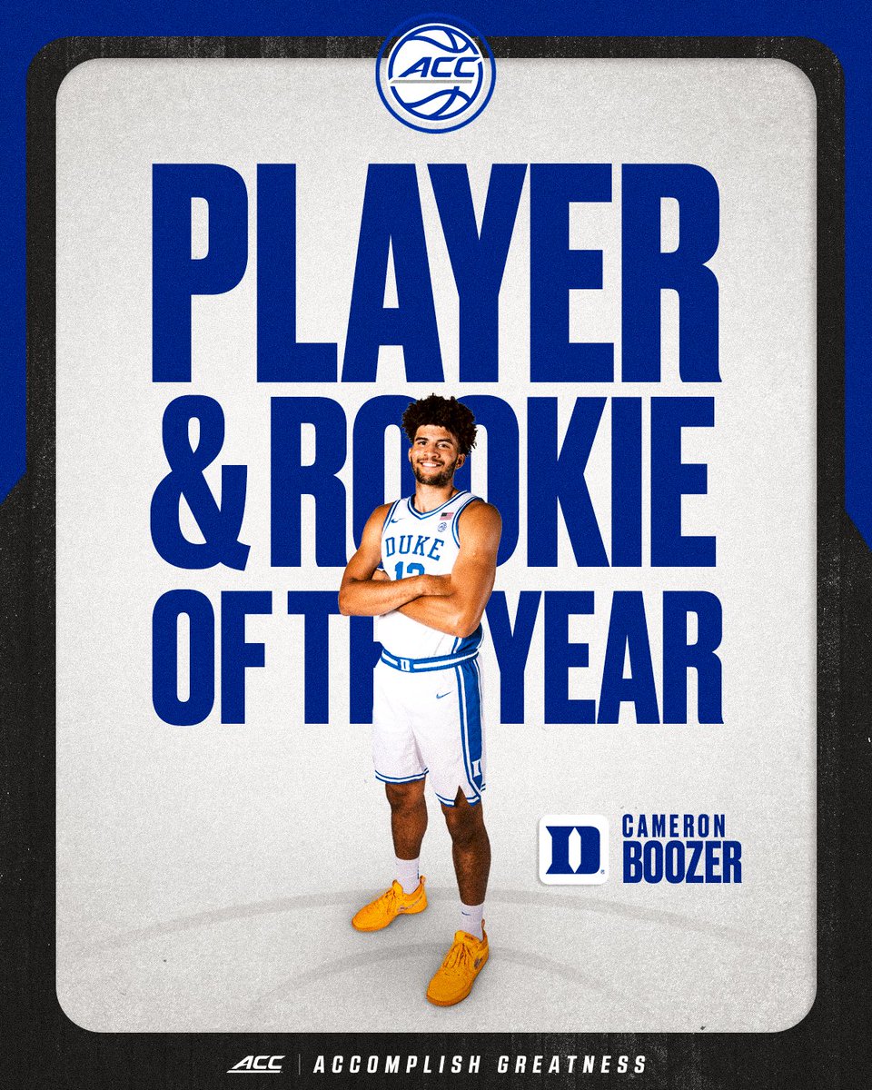 2026 ACC Player of the Year ☑️
2026 ACC Rookie of the Year ☑️

No one does it like <a href="/CameronBoozer12/">Cameron Boozer</a>.