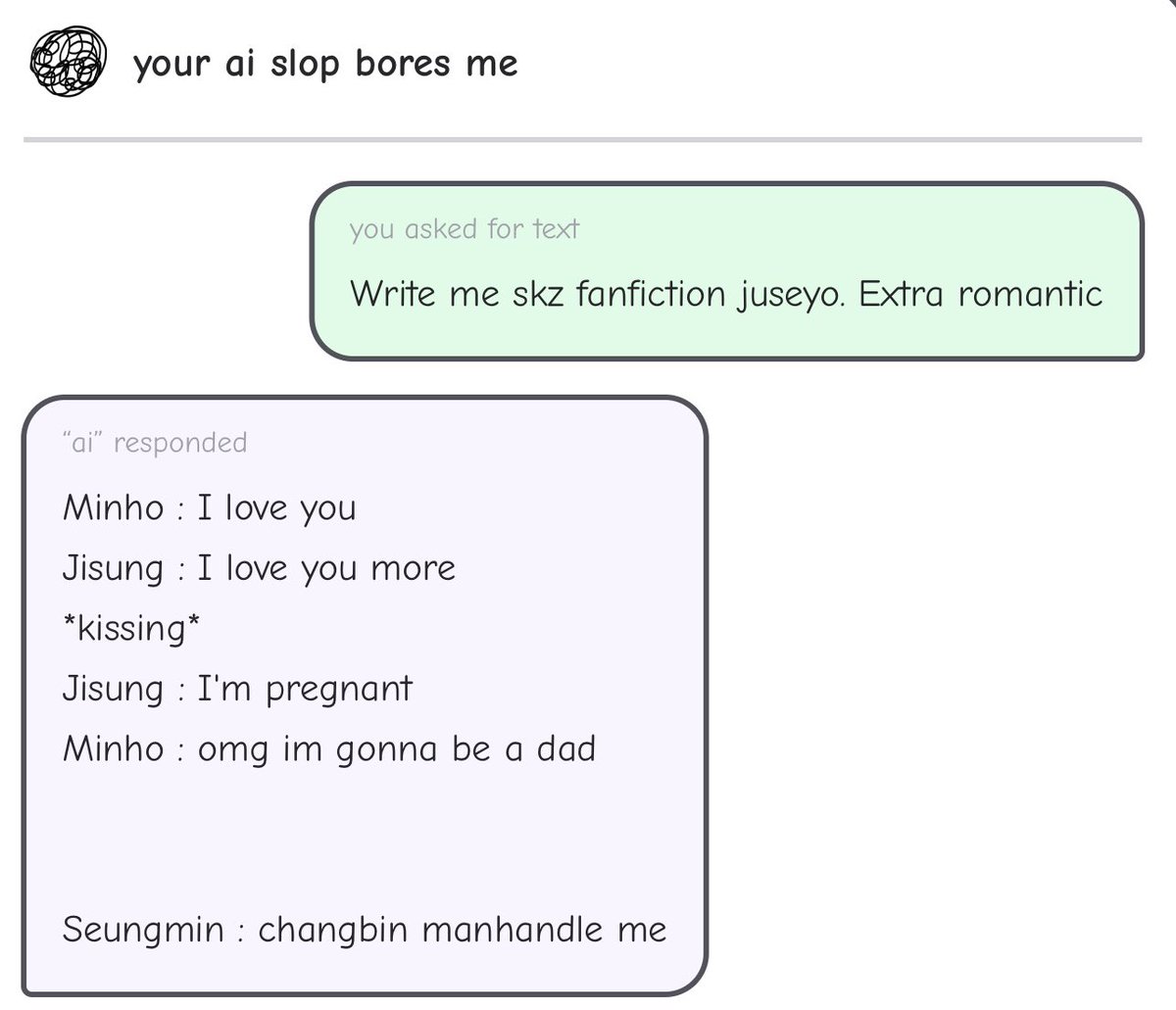 d1sorderlynoise's tweet photo. 😭😭😭😭😭😭😭lore accurate skz https://t.co/ULxSZUL25Z