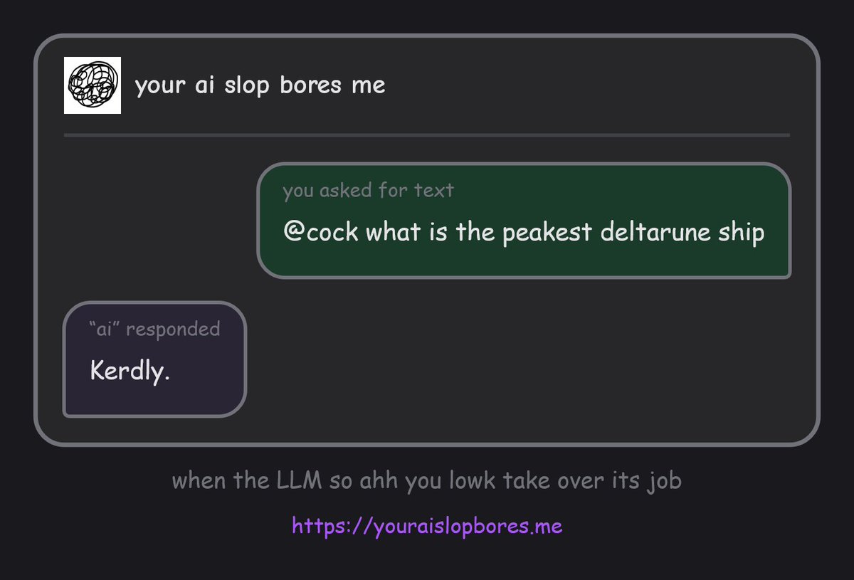 xquidboi's tweet photo. whoever you are you deserve a gold medal you understood the assignment perfectly
#kerdly #deltarune https://t.co/SrsNbYwxg2