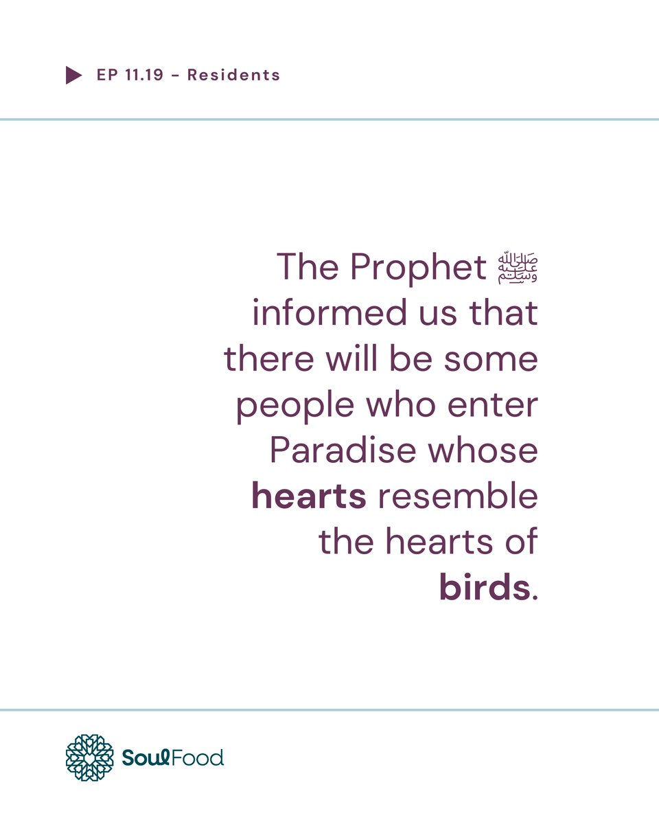 SoulFoodFM's tweet photo. Episode 11.19 - Residents

The Prophet ﷺ informed us that there will be some people who enter Paradise whose hearts resemble the hearts of birds.

In this episode, we will cover:
• This Ummah in Paradise
• Hearts of birds
• Humble and meek believers https://t.co/u8JovRTPVf