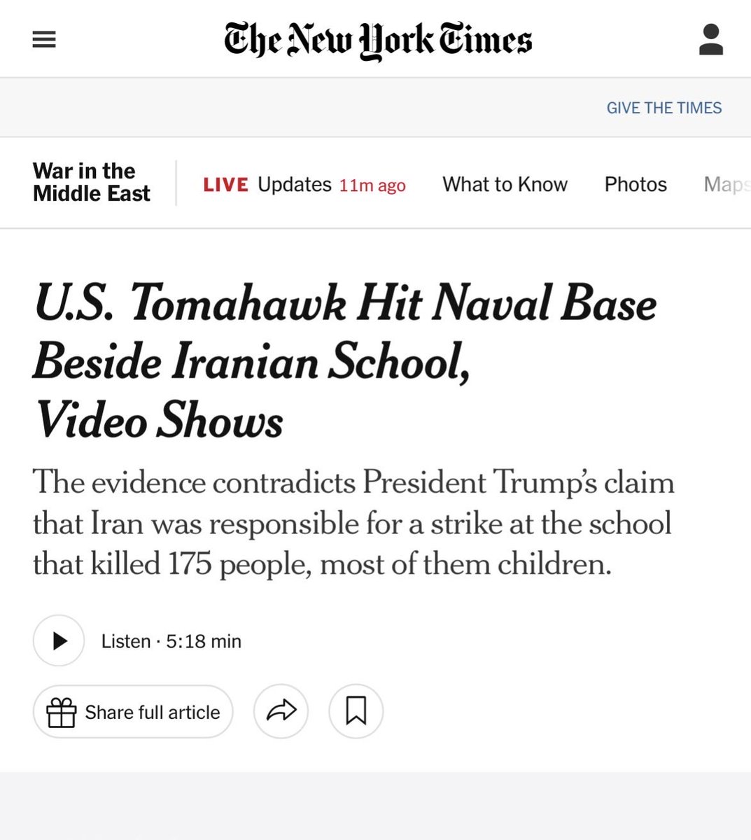 adamjohnsonCHI's tweet photo. New media thing is to acknowledge the impossible to deny—that the US is bombing schools—but confusingly centering the (supposedly) exculpatory fact that they were (supposedly) bombing something nearby, in an effort to dampen any potential moral outrage and disgust. https://t.co/7SHVV6NMpu