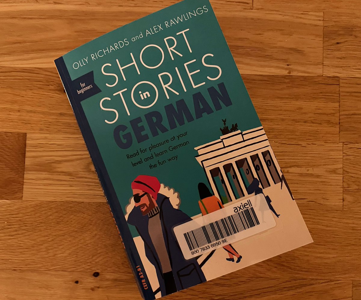 Finns även på tyska. Samma historier, men i tysk miljö. Med ty-en ordlistor, och frågor.
- Olly Richards, Alex Rawlings: Short Stories in German for Beginners (2018)
