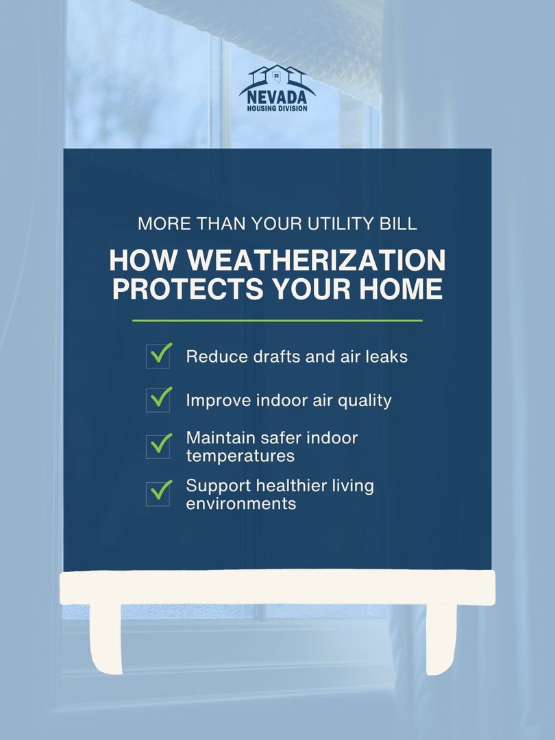 Weatherization does more than lower energy costs. 🏠 Upgrades like insulation, air sealing, and ventilation help improve indoor air quality, reduce drafts, and maintain safer indoor temperatures year-round. 💙

Learn more about the program:
[LINK] housing.nv.gov/Programs/Weath…