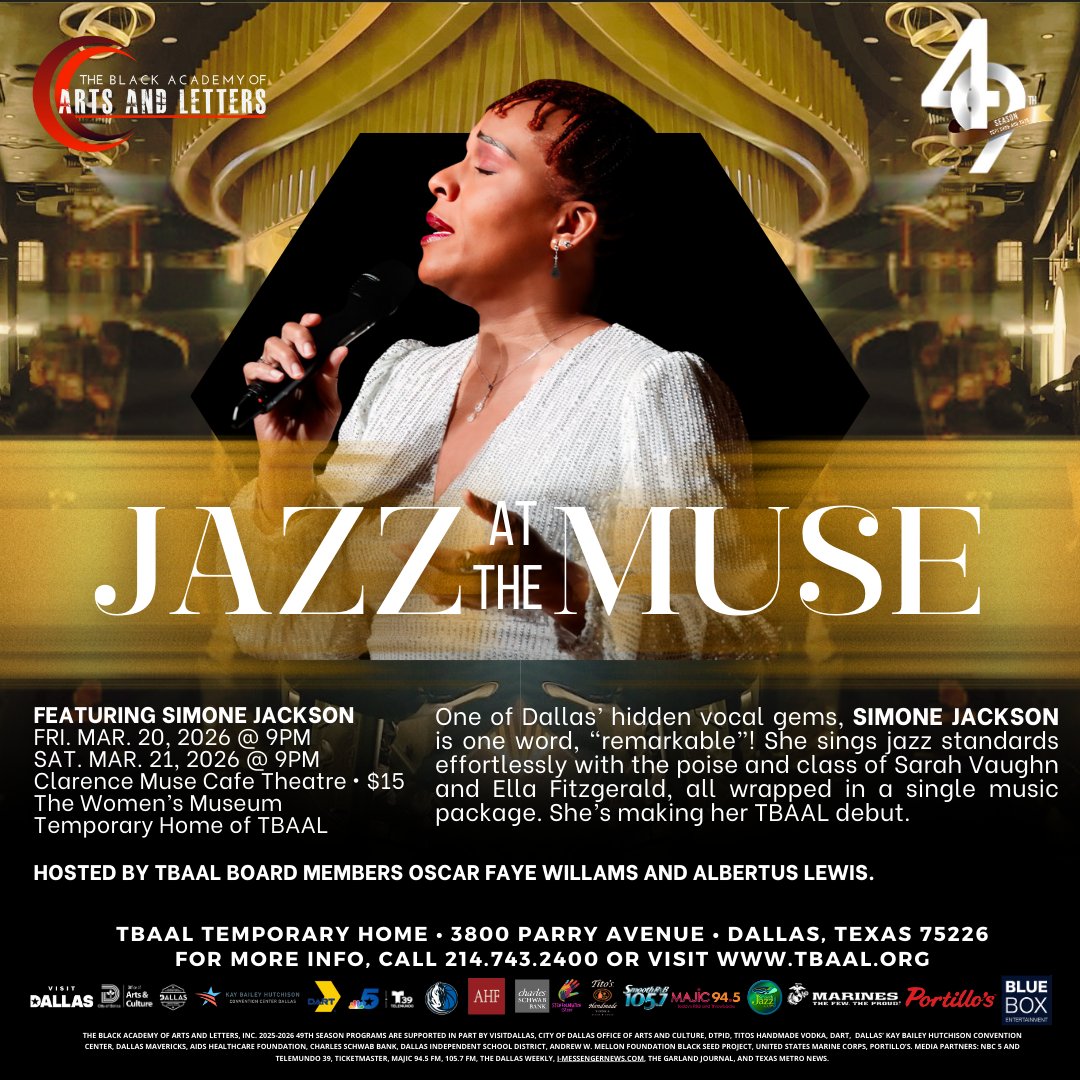 TBAAL's tweet image. Jazz up your weekends at #tbaal 🎷

🍾 COMPLIMENTARY WINE with every VIP table reservation! 

🎟️: Ticketmaster.com | 📲 214.743.2400 | 📍In-Person at The Women’s Museum

#dallasevents #thingstodoindallas #jazz #concert #stpatricksday