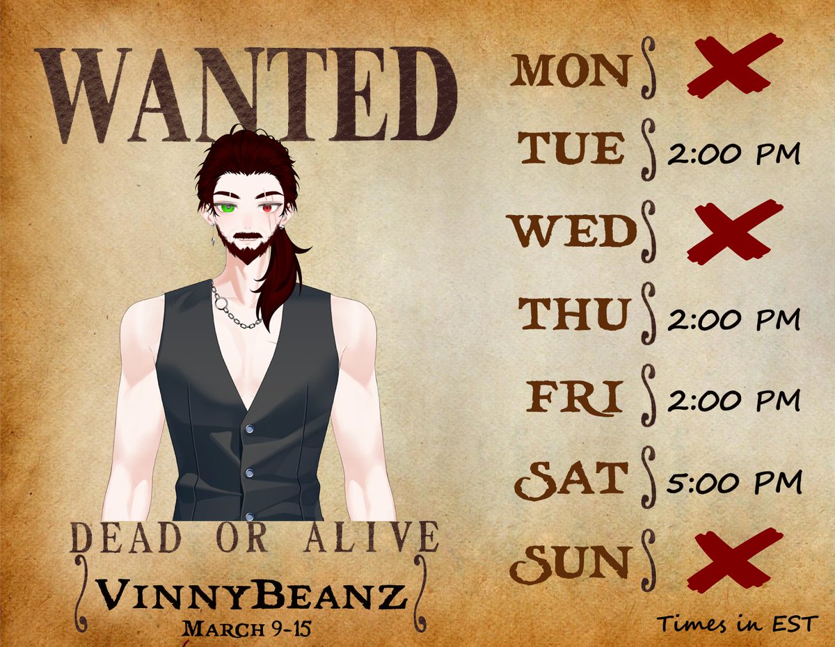 Ahoy! First full week back and I'm trying out a new schedule format. Want to know what I'm streaming? show up and find out 😉