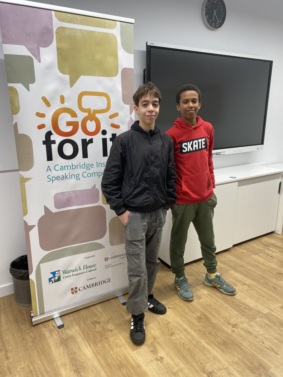 IES_Delicias's tweet photo. 🎉 ¡Gran noticia! Nuestros alumnos Yonas y Amine (2º ESO A) se han clasificado para la Gran Final del concurso "Go for it" organizado por Warwick House👏
📍 21 de marzo – Hotel Gareus
🏫 La Salle | Maristas | IES Delicias | Colegio Internacional
¡Enhorabuena y mucha suerte! 🍀 https://t.co/dvtepX8XwF
