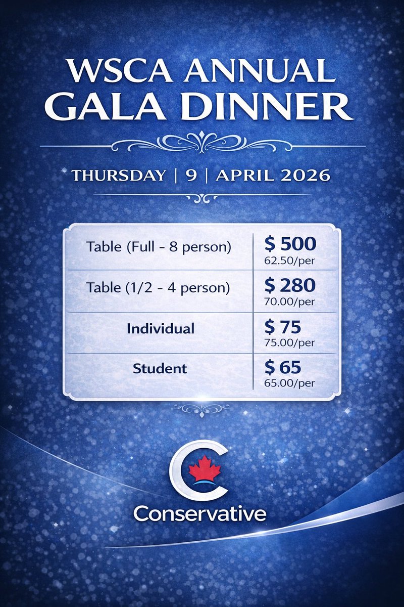 CPCwpgsouth's tweet photo. Join the Winnipeg South EDA for our Annual Gala Dinner! 
Enjoy an evening of networking &amp; community. Exciting guest speakers TBA!

📍 Soul Sanctuary (2050 Chevrier Blvd) 
�� 6:00 PM 
🎟️ Tickets: DM us or call Ron Friesen at 2048946046.
#Winnipegsouthevent #conservative #cadpoli https://t.co/3JtxMBbh1P