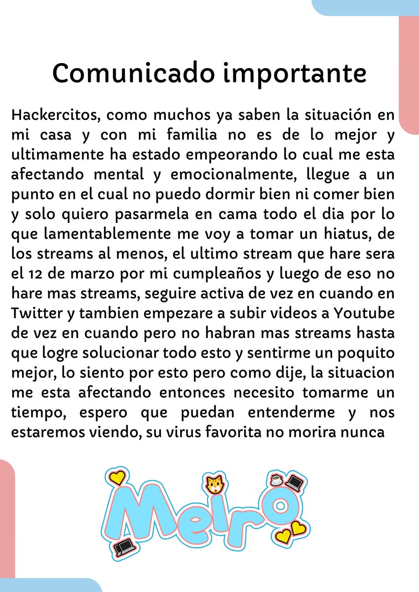 Esto es importante, por favor leanlo y lo hablaremos mejor en el stream de hoy