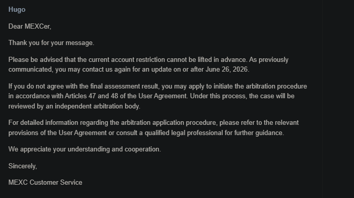 My account was frozen by
@MEXC_Official

under Rule 5.3 while trading $ZENT, even though I did nothing wrong. Using Rule 5.3 to cover a technical failure is unacceptable. Texted them my uid but they ignored
<a href="/cecilia_hsueh/">Cecilia Hsueh</a>

#MEXC #ZENT #Crypto #ExchangeScam