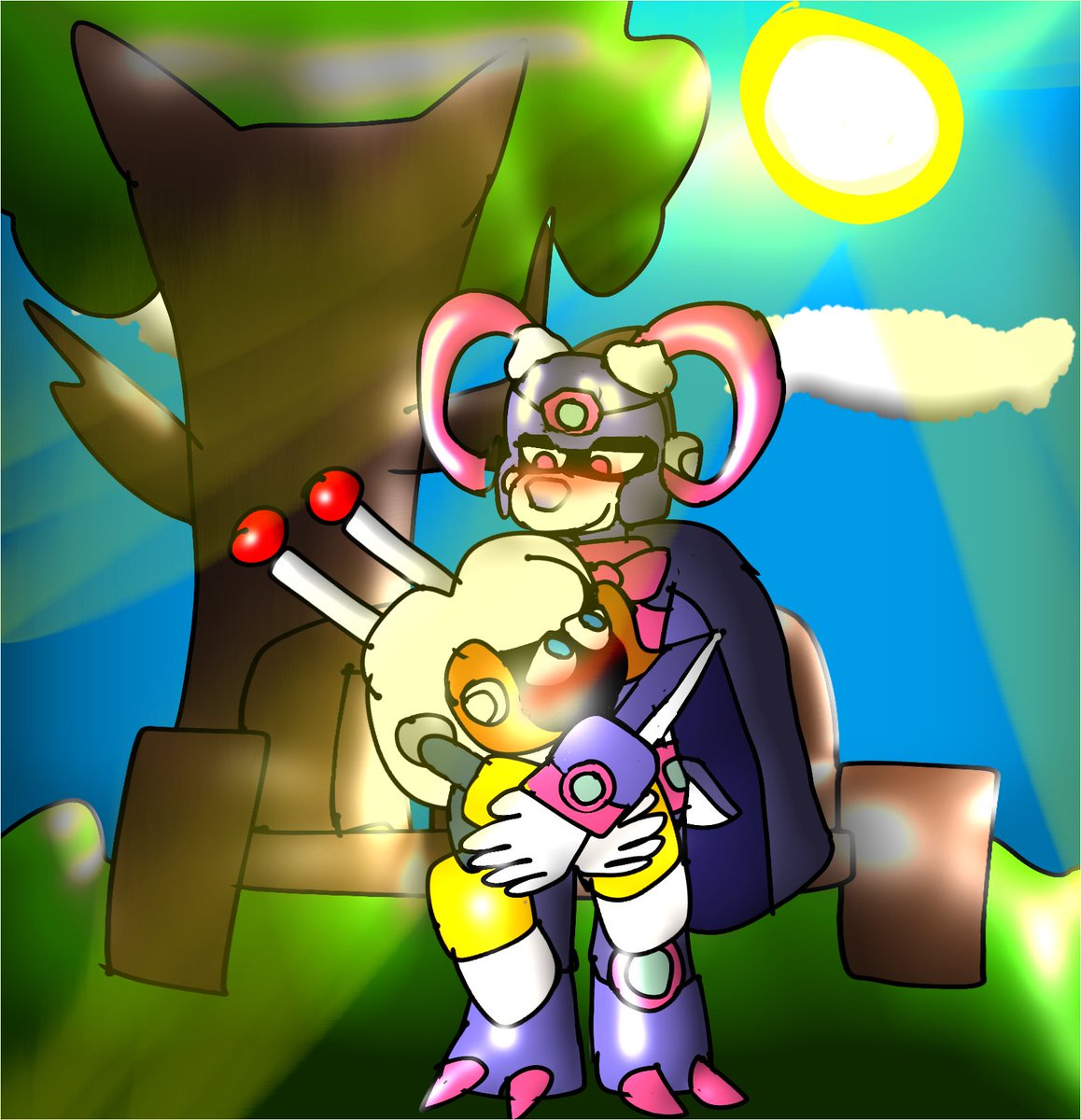 Yurithundergame's tweet photo. #sheepspiral my honest reaction to this information: I NEED TO MAKE AN FANART OF THIS. So i made it. #MegaMan hope you like it. https://t.co/zXY87tuREH
