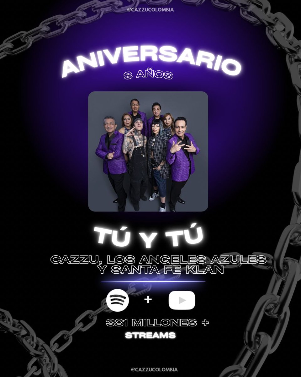 TERCER ANIVERSARIO DE "TU Y TU" ✨
Una colaboración que unió tres estilos y terminó creando algo realmente especial entre Cazzu, Los Ángeles Azules y Santa Fe Klan 💜🎶

#Cazzu