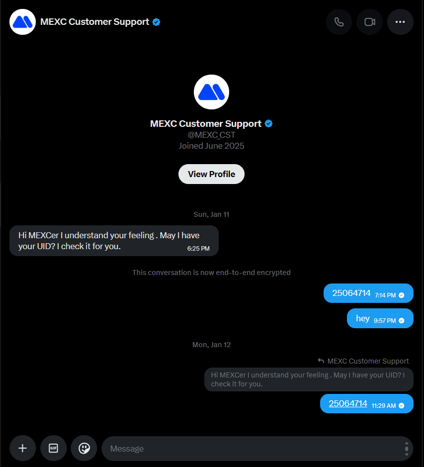 My account was frozen by
@MEXC_Official

they asked for my uid i sended it them and they ignored me fully
<a href="/cecilia_hsueh/">Cecilia Hsueh</a>

#MEXC #ZENT #Crypto #ExchangeScam