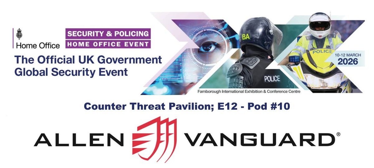 AllenVanguard's tweet photo. Allen-Vanguard, your CEMA domain experts, is looking forward to discussing our advanced EW, C-RCIED &amp; C-UAS system solutions at the Counter Threat Pavilion, E12 - Pod #10 at S&amp;P 2026 from 10-12 March for the @ukhomeoffice’s Joint Security &amp; Resilience Centre (JSaRC) hosted event. https://t.co/RkXHZFbnNY