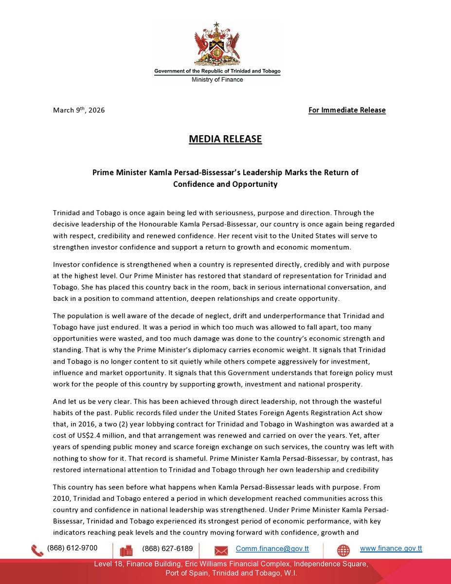 Ministry of Finance, Trinidad and Tobago tweet media
