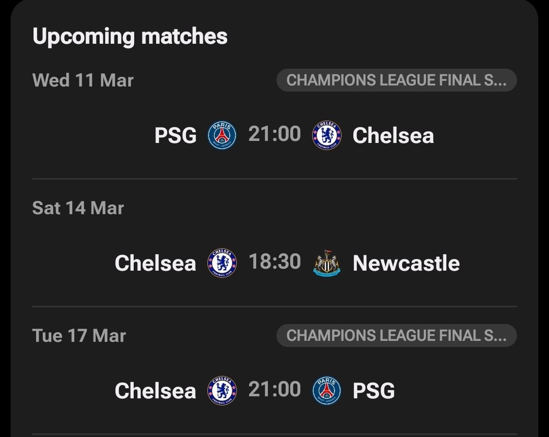 Why should UEFA allow this?
PSG cancelled their weekend Match in ligue one enabling them to stay fresh for the 2nd leg against Chelsea 

Meanwhile Chelsea cannot do the same they will play Newcastle over the weekend before the 2nd Leg

This should no be allowed
