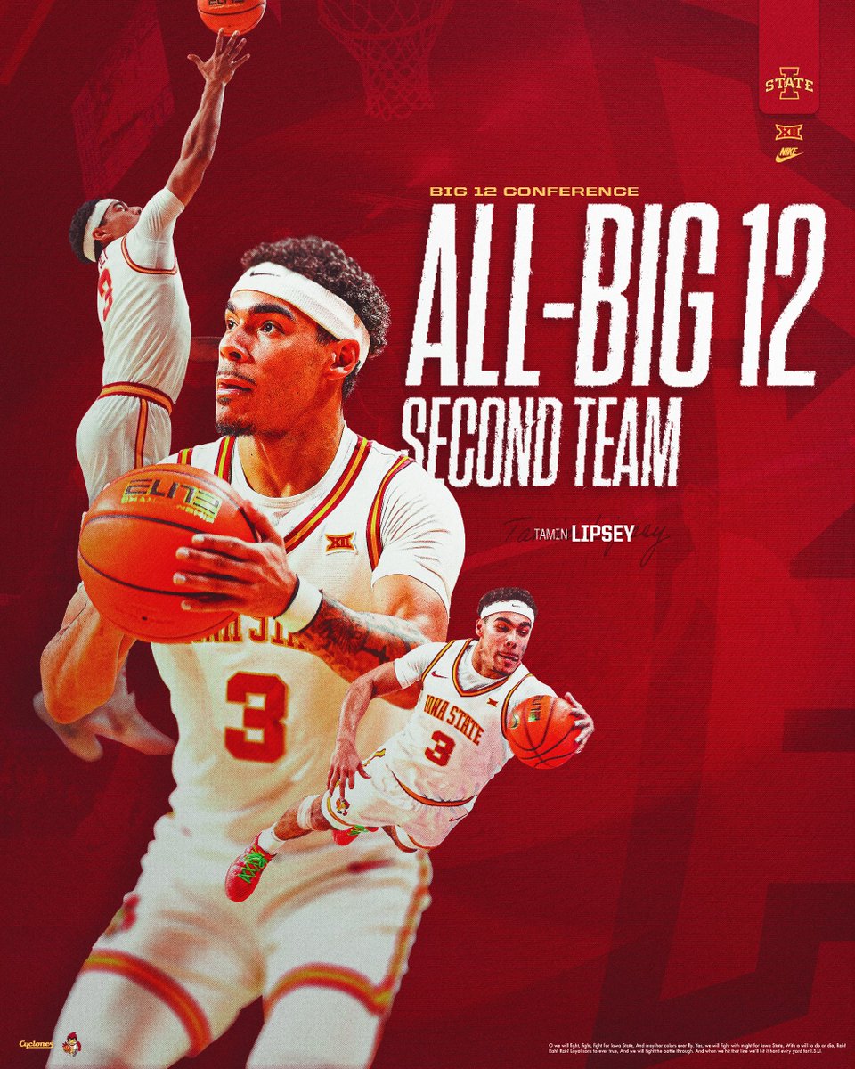 The 14th Three-Time All-Conference Selection in School History. 

The Floor General, Tamin Lipsey!

#Cyclones | #C5C