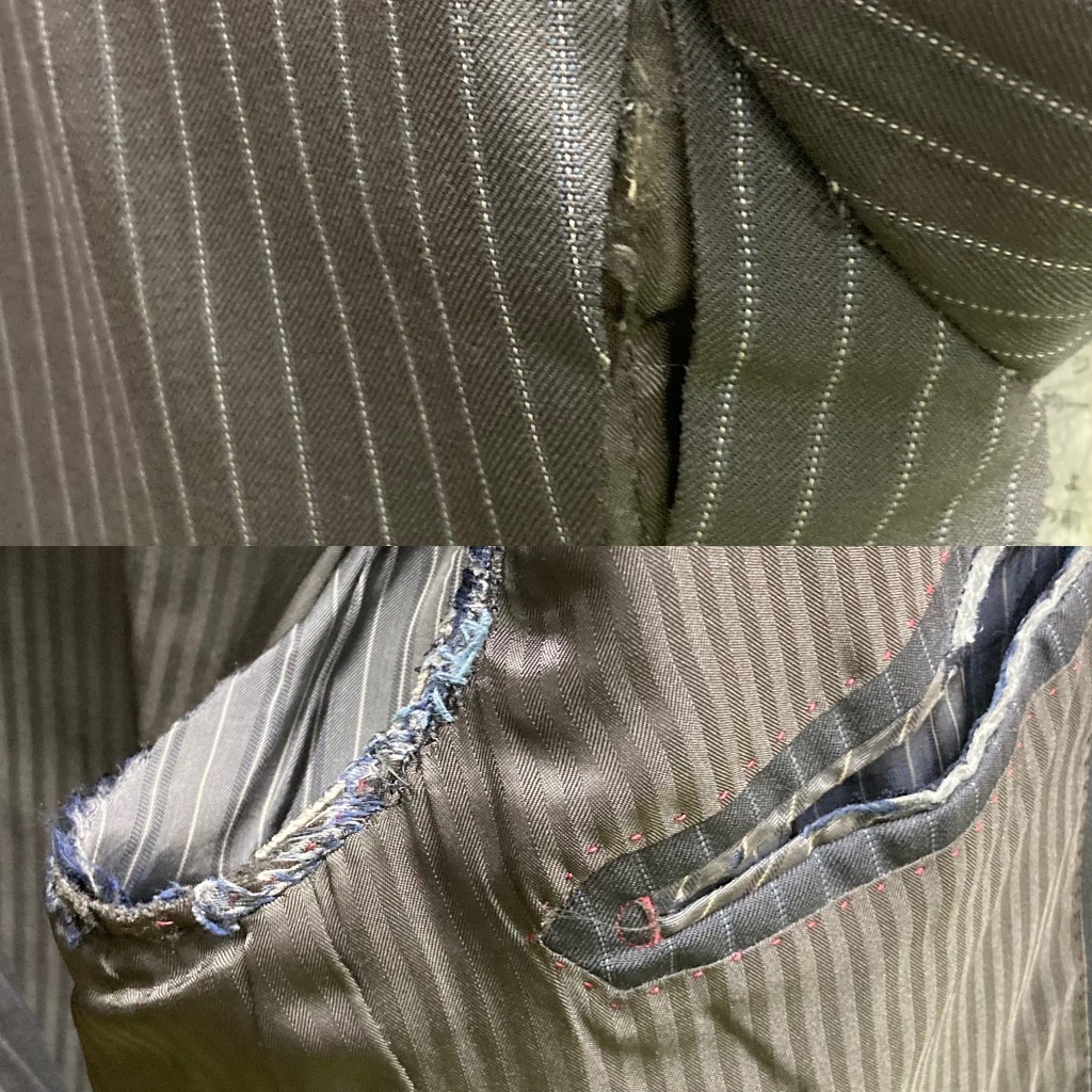junya_horiguchi's tweet photo. スーツ破れる
長女の高校入学式前に１万円で買ったスーツ。15年前に25kgの減量で合わなくなって新調したものです。内側の脇の下は以前から破れていましたが、外側も破れていたことに昨日気づきました。長い付き合いでしたが別れの時を迎えました。 https://t.co/dNU8Z9eR9T