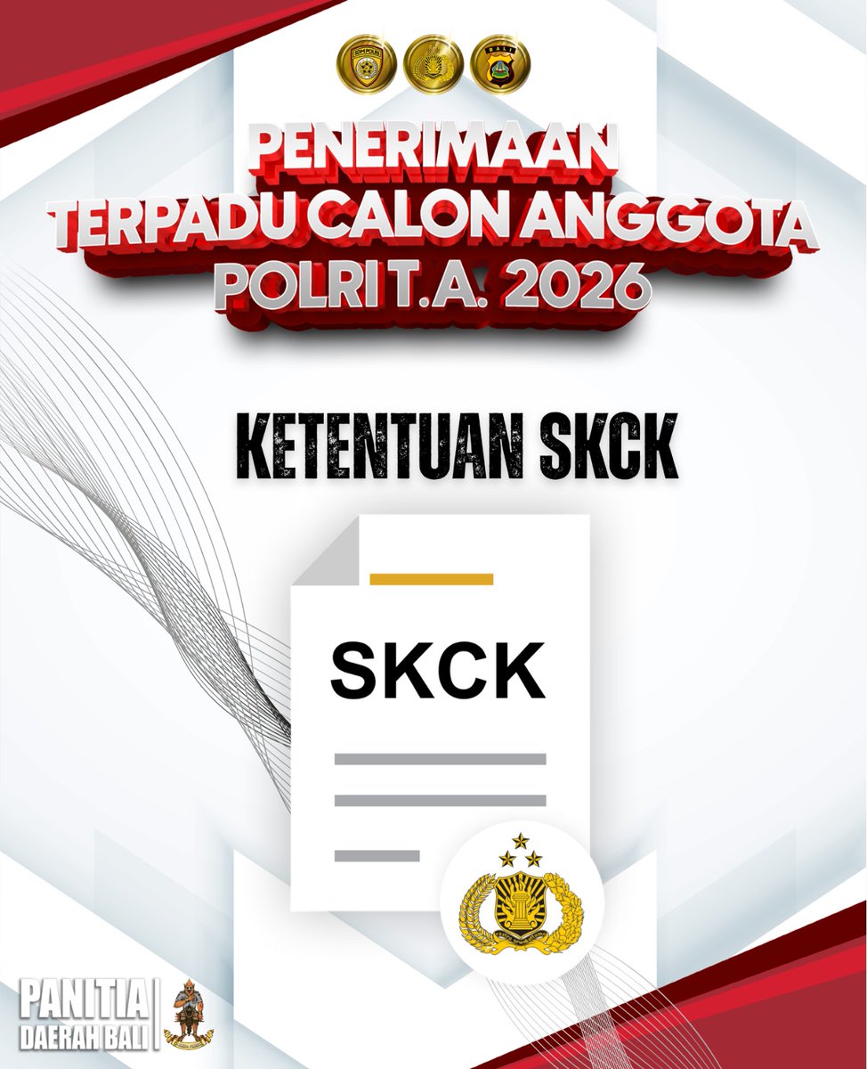 bagsdm1's tweet photo. PENERIMAAN TERPADU CALON ANGGOTA POLRI TA. 2026 

KETENTUAN SKCK https://t.co/pXTGOWt58E