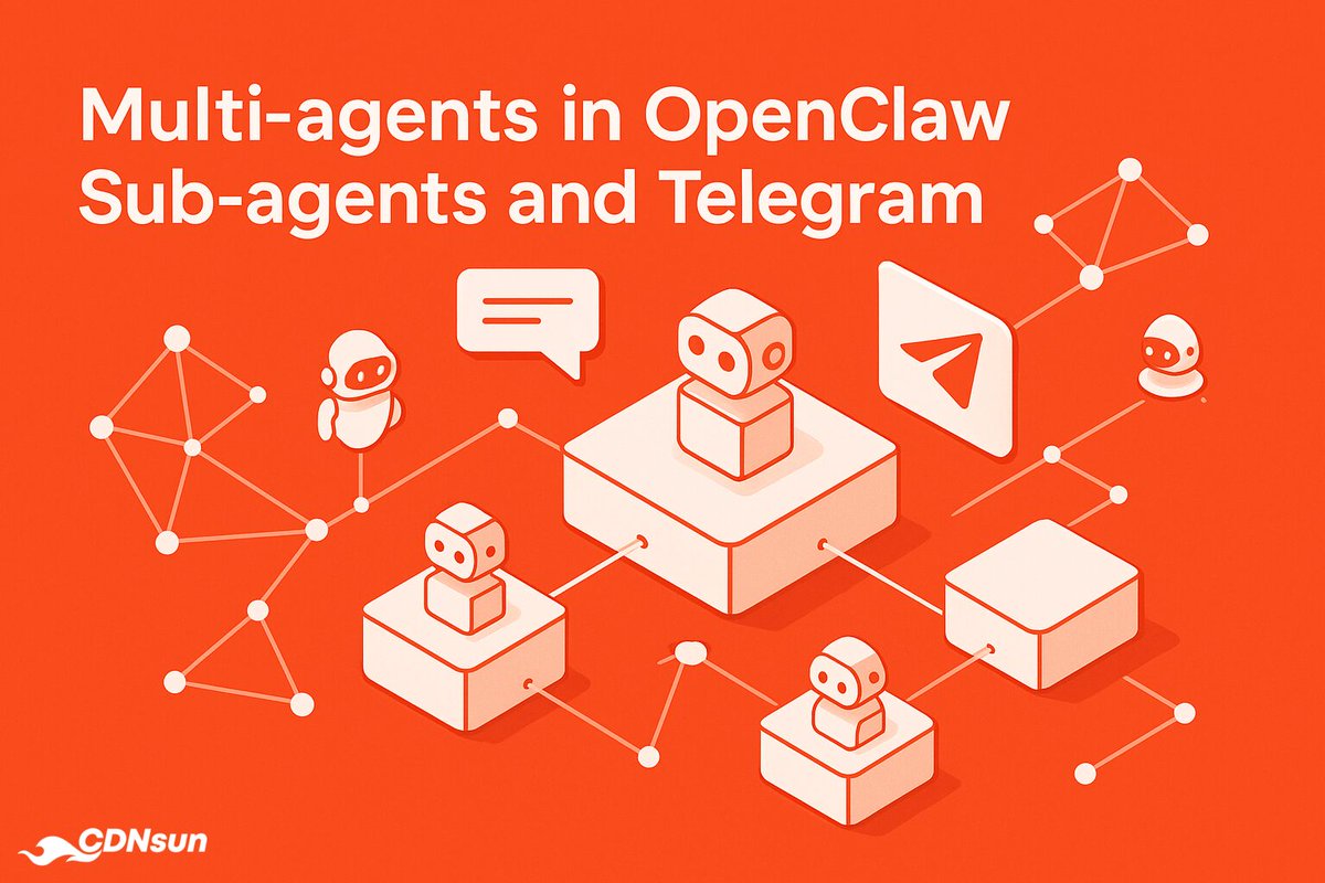 CDNsuncom's tweet photo. Run OpenClaw with main + sub-agents plus Telegram bindings. See our topology + config tips: https://t.co/Cfj3SUytGi #OpenClaw https://t.co/nFgVScU8t4