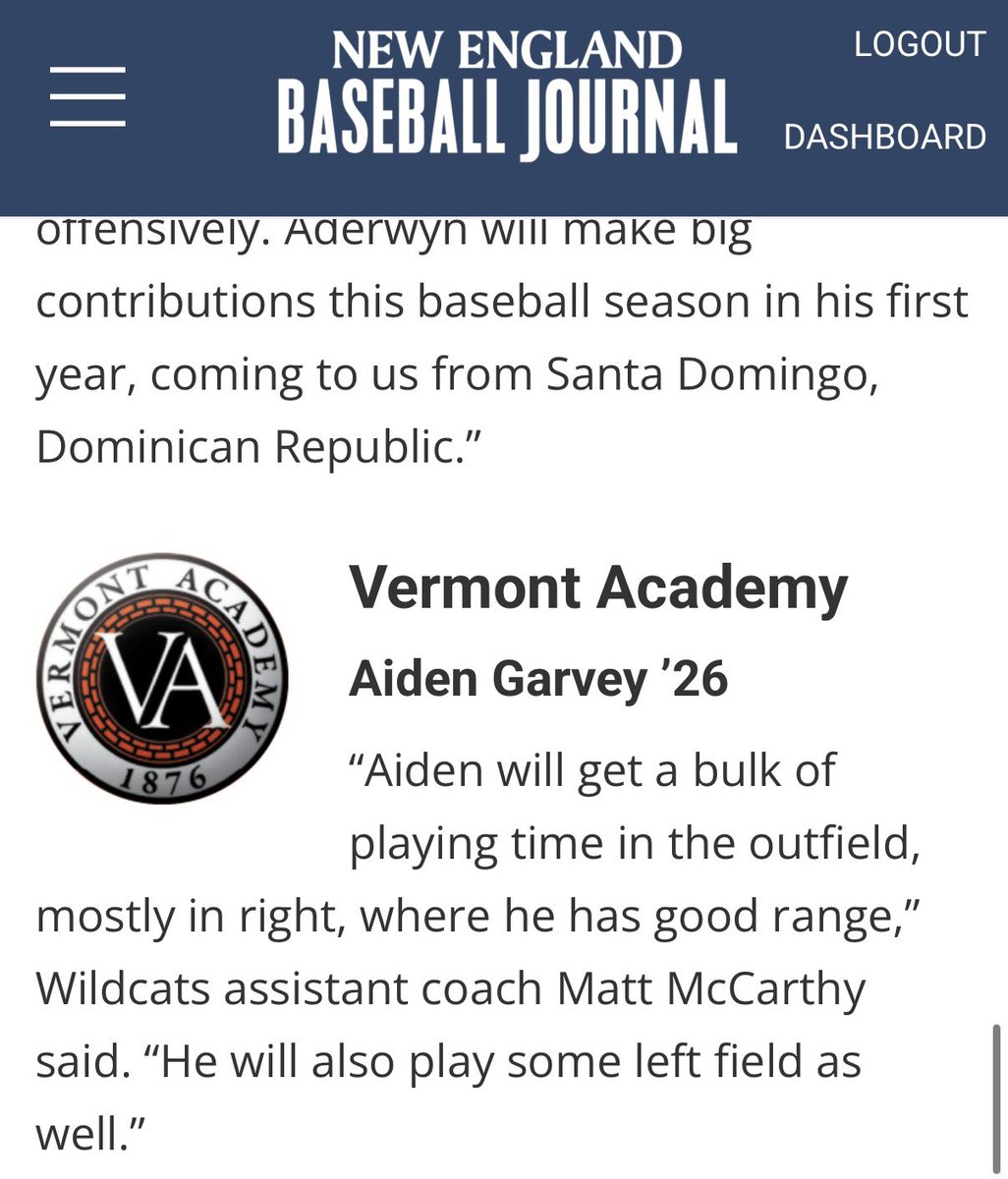 Vermont Academy Baseball tweet media