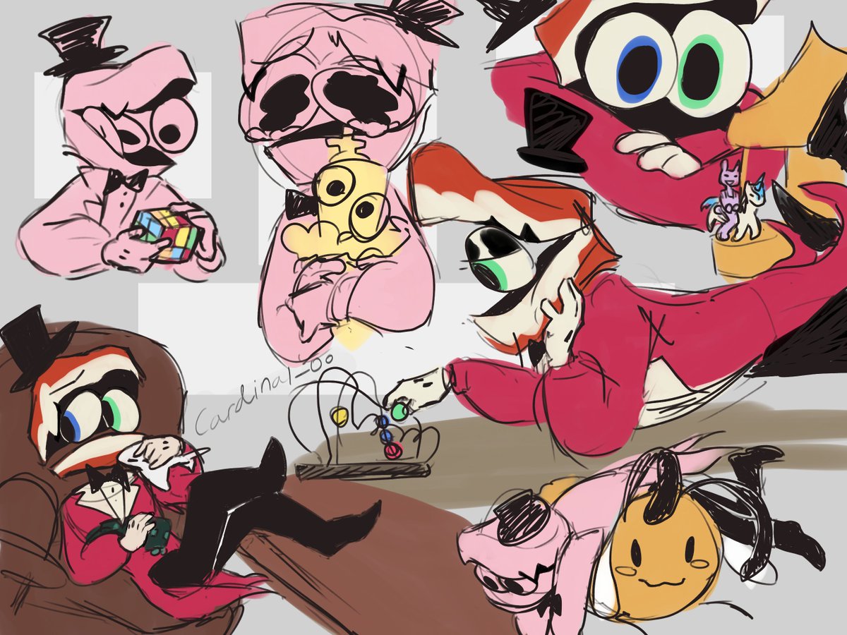 Cardinal_0o's tweet photo. New head canon! Caine plays with A LOT of toys (lil doodles!)
#caine #tadc #headcanon #cainexkinger https://t.co/68SqKuPhz4