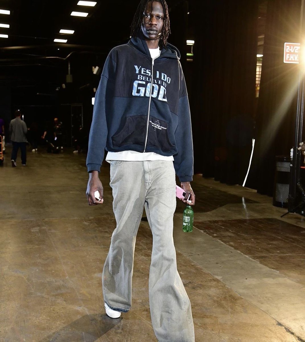fitsgohard's tweet photo. Bol Bol wearing ERD Columbine Zip Up https://t.co/4LxpYs9bYg
