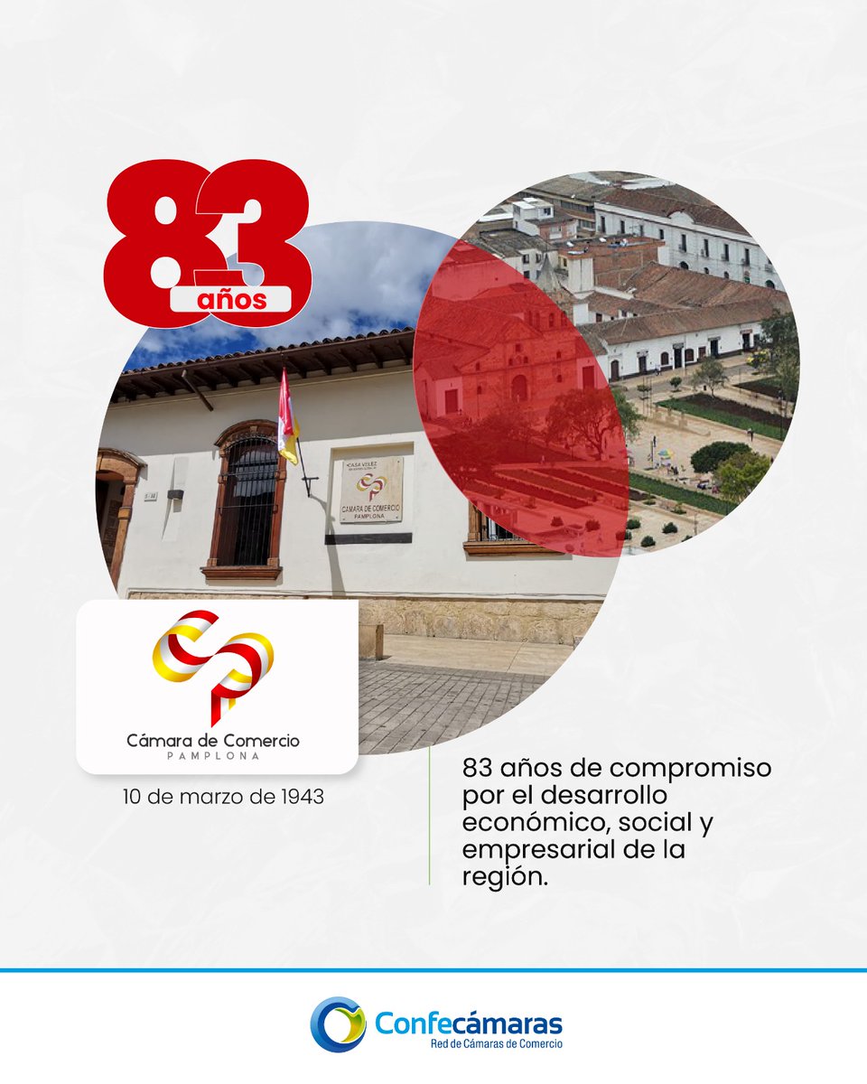 Celebramos 83 años de compromiso y visión de la Cámara de Comercio de Pamplona (<a href="/CCPamplona/">Cámara de Comercio de Pamplona</a>) que, año tras año, ha sido protagonista del desarrollo económico, la innovación empresarial y la competitividad regional.

Su labor es clave para que la región avance con más