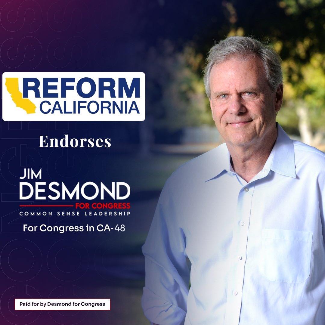 I’m honored to have the support of Carl DeMaio and Reform California.

At the County Board of Supervisors, I have voted against every tax and fee increase brought forward. I fought SANDAG’s mileage tax, pushed back against reckless government spending, and stood up for the