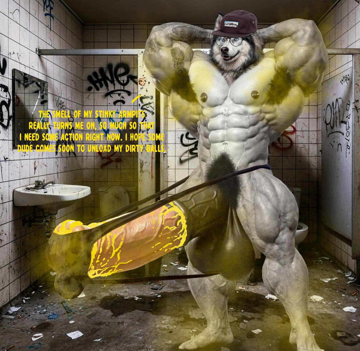 LoboStink's tweet photo. I bring you this adorable and very smelly husky to start the week. What would you do to the boy if you found him in some lonely public restroom? https://t.co/juZMIZsh1B