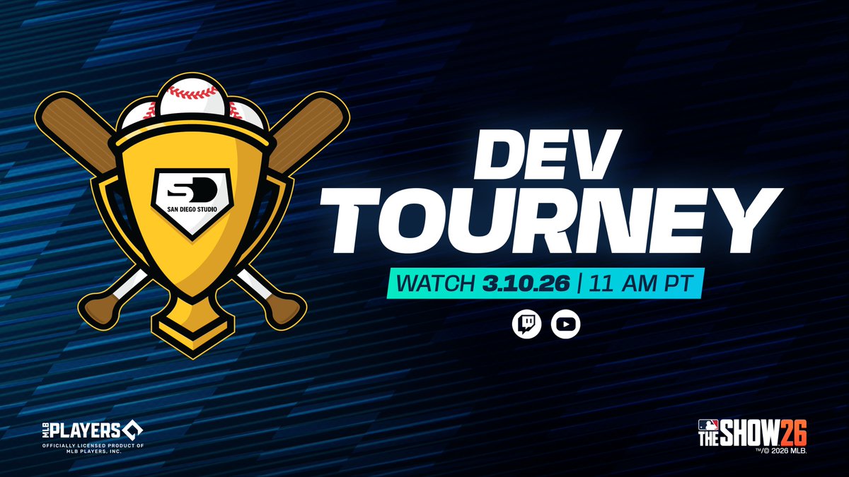 Let's play #MLBTheShow 26 tomorrow in the Dev Tourney! 🎮

Make sure to tune in at 11:00 AM PT!

YouTube: mlbthe.show/youtubelive    
Twitch: mlbthe.show/twitch