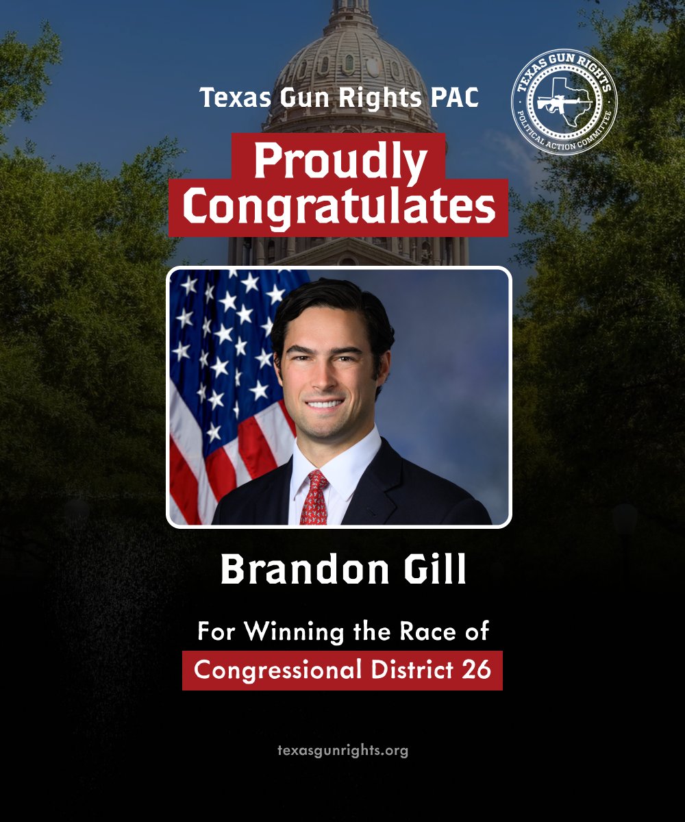TXGunRights's tweet photo. Texas Gun Rights PAC is proud to congratulate the following patriots for winning their GOP nominations for United States Congress!

@SteveTothTX 
@realBrandonGill 
@TheAKGuy https://t.co/g6YBd0ZHrF