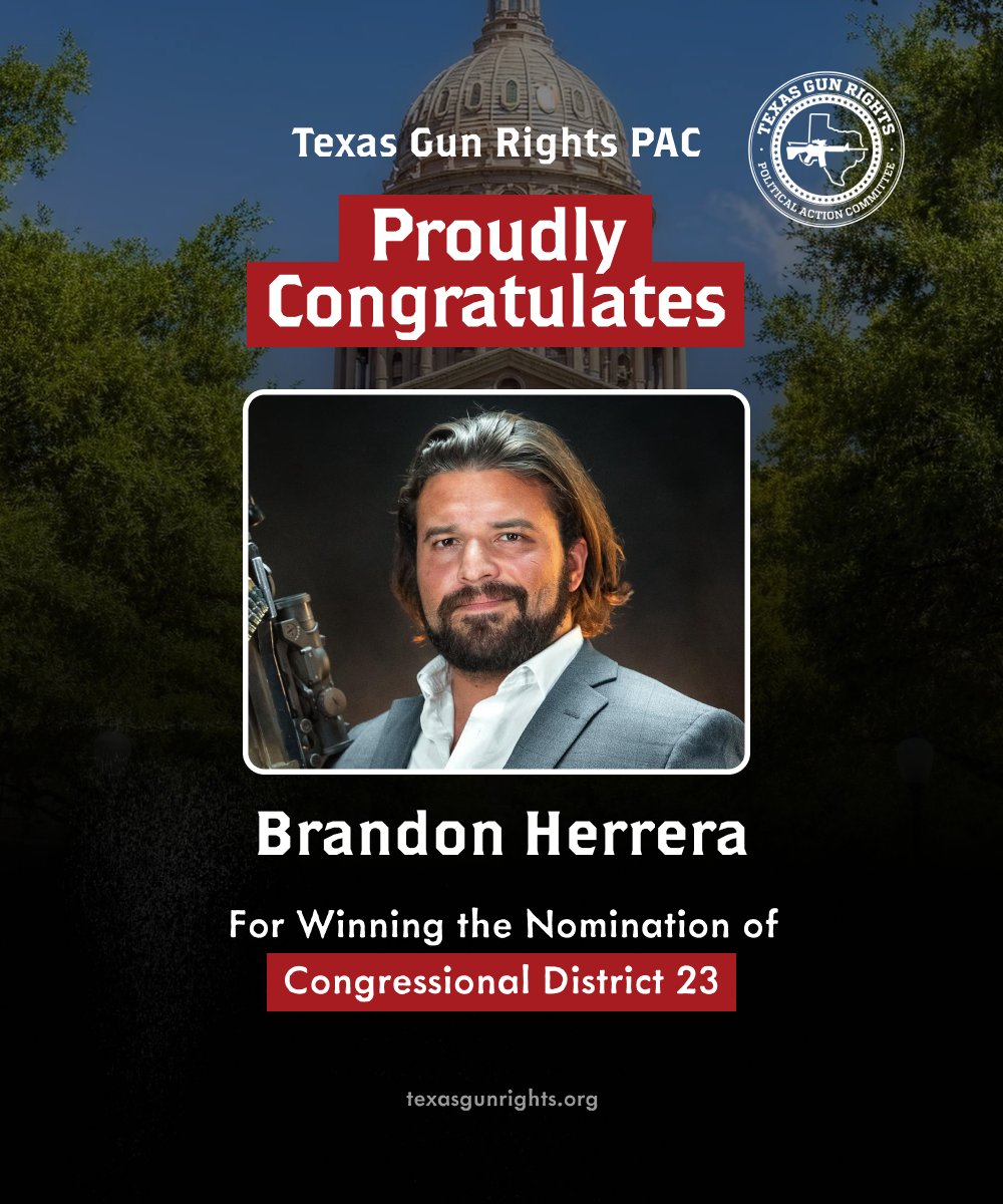 TXGunRights's tweet photo. Texas Gun Rights PAC is proud to congratulate the following patriots for winning their GOP nominations for United States Congress!

@SteveTothTX 
@realBrandonGill 
@TheAKGuy https://t.co/g6YBd0ZHrF