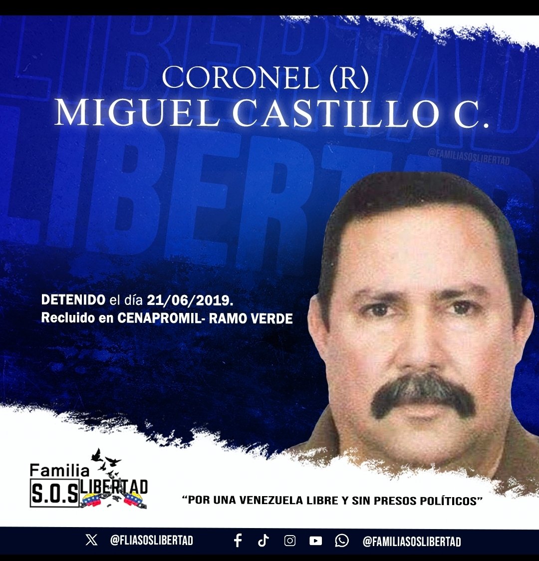 majinyaya1965's tweet photo. ¡#Libertad para Miguel Castillo Cedeño! Él ya cumplió su condena. Es un adulto mayor. ¿Por qué sigue preso? 

¡#LibertadParaLosMilitares! 
¡#LibertadParaLosPresosPolíticos! 
¡#QueSeanTodos! https://t.co/wAcfV69b2n