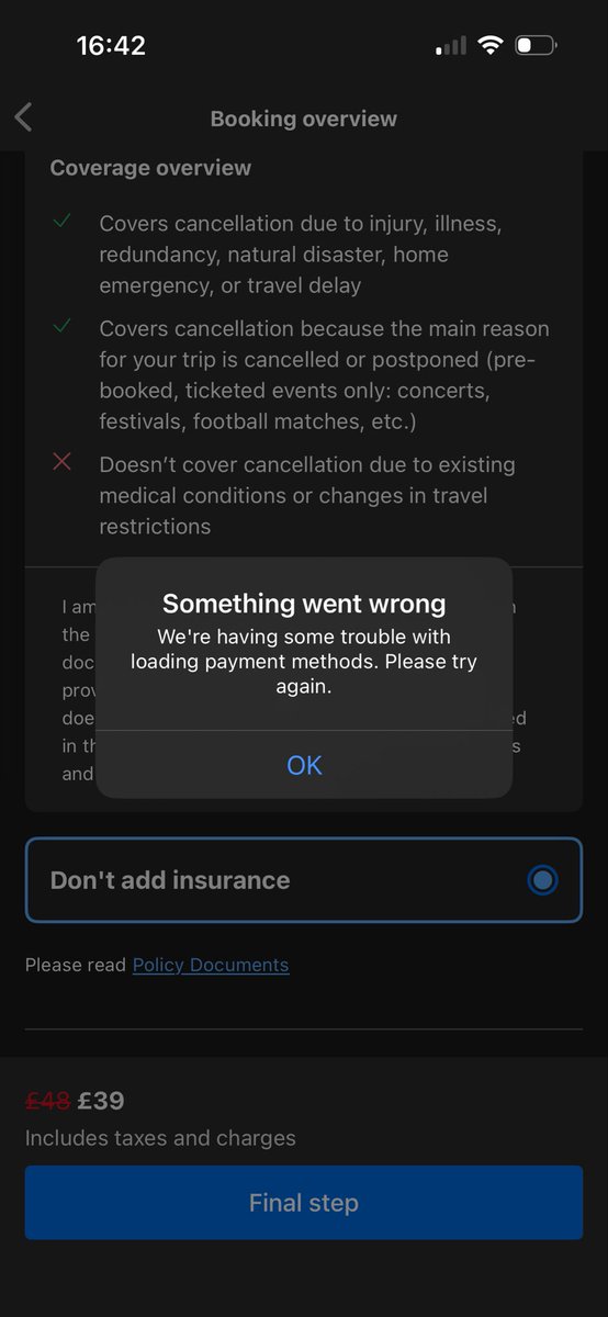 s_fats's tweet photo. @bookingcom @bookingcom you app is not working! I’m trying to book a stay and I keep getting this https://t.co/EjEma11JSz