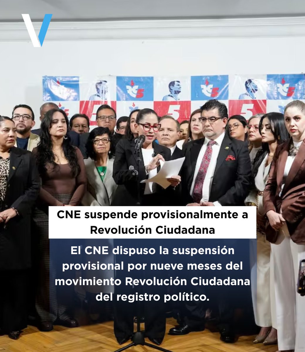 lavisionecu's tweet photo. 📎 El CNE suspendió provisionalmente por nueve meses al movimiento Revolución Ciudadana del registro permanente de organizaciones políticas. La medida afecta temporalmente su condición legal dentro del sistema electoral ecuatoriano. https://t.co/7Fkg2C3Sbp